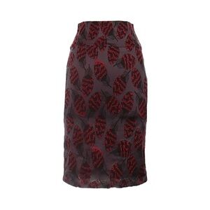 🌺 Lularoe Cassie Pencil Skirt Burgundy Botanical Leaf Print Size M NWT